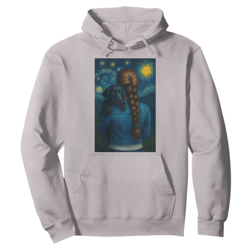 Starry Night Art Parody Hoodie Girl And Labrador Retriever Dog Mom Gift TS12 Ice Gray Print Your Wear