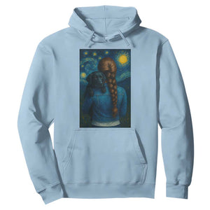 Starry Night Art Parody Hoodie Girl And Labrador Retriever Dog Mom Gift TS12 Light Blue Print Your Wear