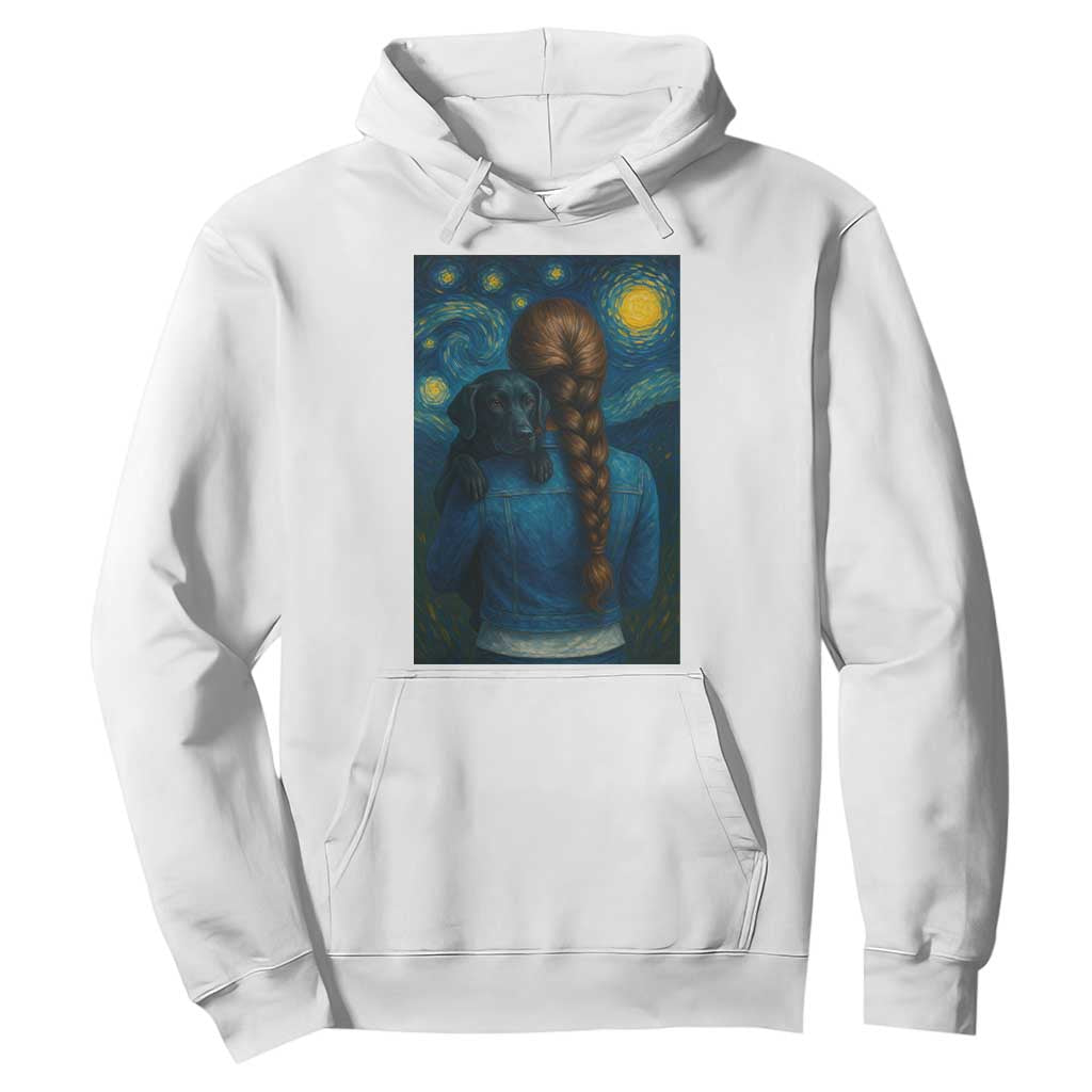 Starry Night Art Parody Hoodie Girl And Labrador Retriever Dog Mom Gift TS12 White Print Your Wear