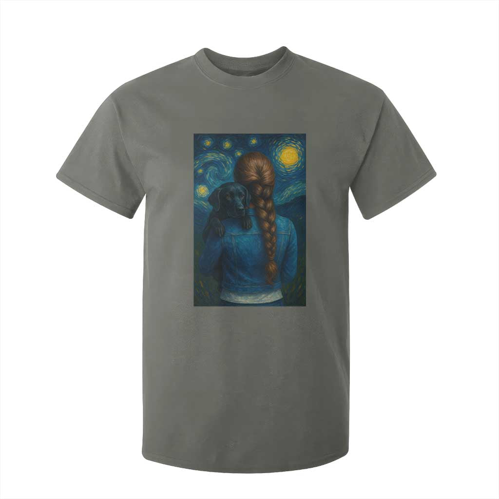 Starry Night Art Parody T Shirt For Kid Girl And Labrador Retriever Dog Mom Gift TS12 Military Green Print Your Wear
