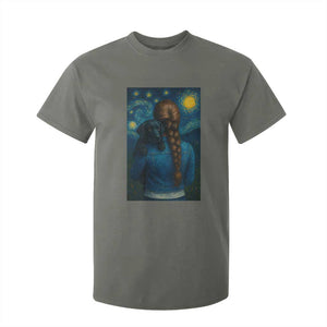 Starry Night Art Parody T Shirt For Kid Girl And Labrador Retriever Dog Mom Gift TS12 Military Green Print Your Wear