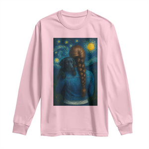 Starry Night Art Parody Long Sleeve Shirt Girl And Labrador Retriever Dog Mom Gift TS12 Light Pink Print Your Wear