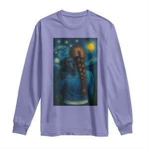 Starry Night Art Parody Long Sleeve Shirt Girl And Labrador Retriever Dog Mom Gift TS12 Violet Print Your Wear