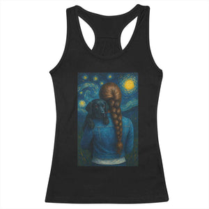 Starry Night Art Parody Racerback Tank Top Girl And Labrador Retriever Dog Mom Gift TS12 Black Print Your Wear