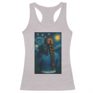 Starry Night Art Parody Racerback Tank Top Girl And Labrador Retriever Dog Mom Gift TS12 Ice Gray Print Your Wear