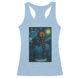 Starry Night Art Parody Racerback Tank Top Girl And Labrador Retriever Dog Mom Gift TS12 Light Blue Print Your Wear