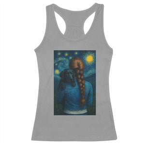 Starry Night Art Parody Racerback Tank Top Girl And Labrador Retriever Dog Mom Gift TS12 Sport Gray Print Your Wear
