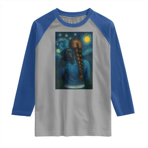 Starry Night Art Parody Raglan Shirt Girl And Labrador Retriever Dog Mom Gift TS12 Sport Gray Royal Print Your Wear