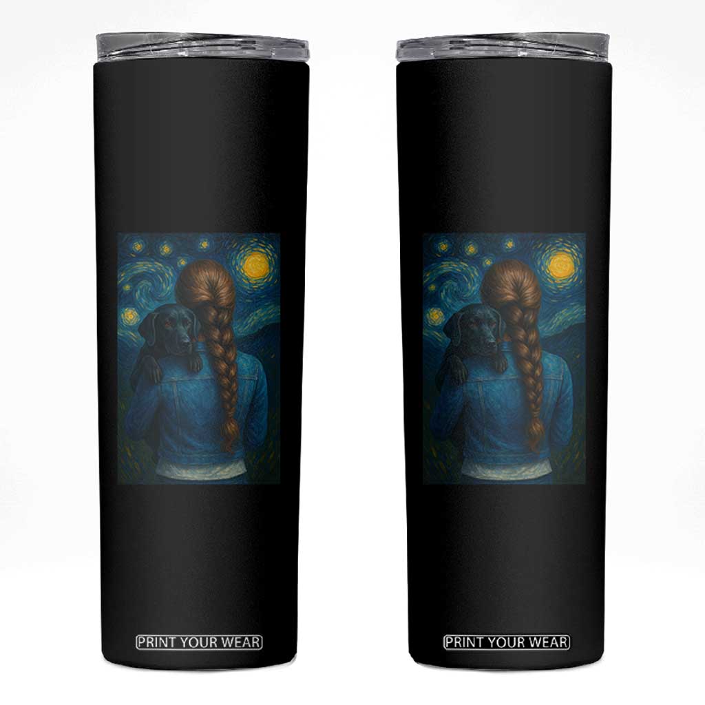Starry Night Art Parody Skinny Tumbler Girl And Labrador Retriever Dog Mom Gift TS12 Black Print Your Wear
