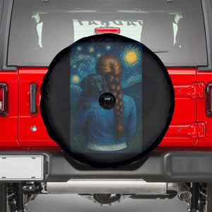 Starry Night Art Parody Spare Tire Cover Girl And Labrador Retriever Dog Mom Gift TS12 Black Print Your Wear