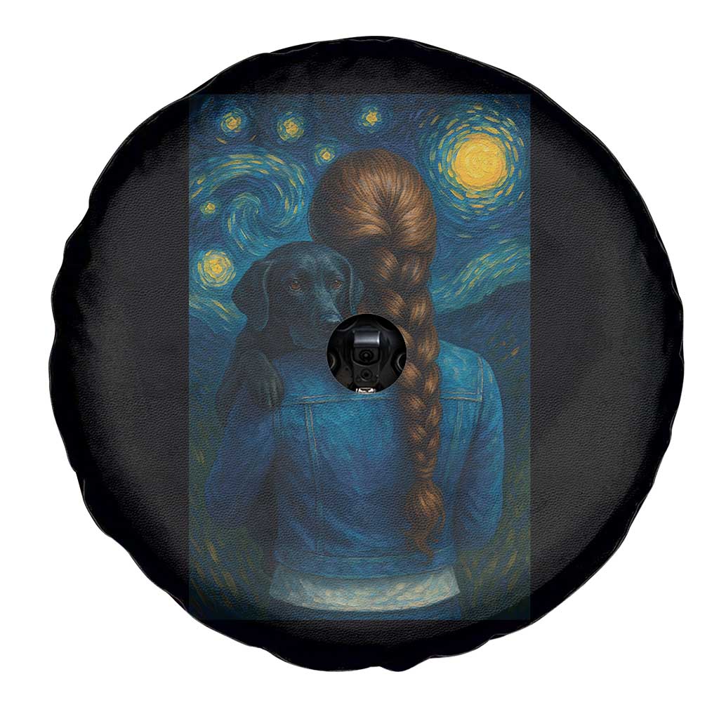 Starry Night Art Parody Spare Tire Cover Girl And Labrador Retriever Dog Mom Gift TS12 Print Your Wear