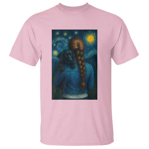 Starry Night Art Parody T Shirt Girl And Labrador Retriever Dog Mom Gift TS12 Light Pink Print Your Wear