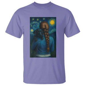 Starry Night Art Parody T Shirt Girl And Labrador Retriever Dog Mom Gift TS12 Violet Print Your Wear