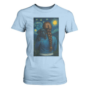 Starry Night Art Parody T Shirt For Women Girl And Labrador Retriever Dog Mom Gift TS12 Light Blue Print Your Wear