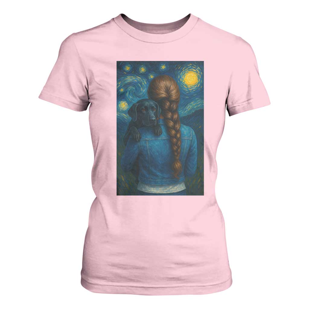 Starry Night Art Parody T Shirt For Women Girl And Labrador Retriever Dog Mom Gift TS12 Light Pink Print Your Wear
