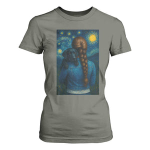 Starry Night Art Parody T Shirt For Women Girl And Labrador Retriever Dog Mom Gift TS12 Military Green Print Your Wear