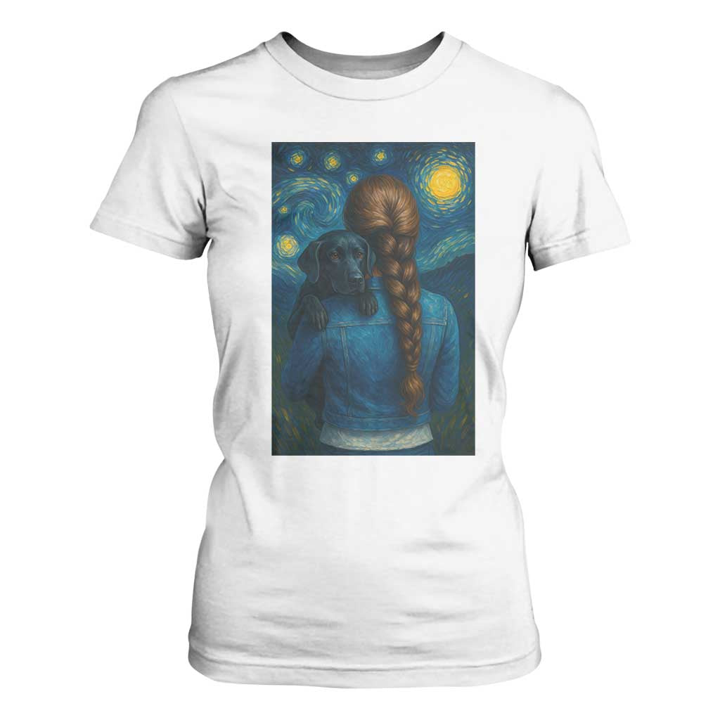 Starry Night Art Parody T Shirt For Women Girl And Labrador Retriever Dog Mom Gift TS12 White Print Your Wear