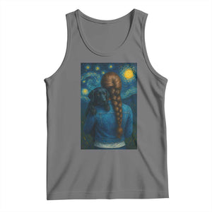 Starry Night Art Parody Tank Top Girl And Labrador Retriever Dog Mom Gift TS12 Black Heather Print Your Wear