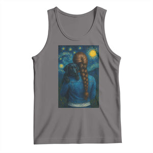 Starry Night Art Parody Tank Top Girl And Labrador Retriever Dog Mom Gift TS12 Deep Heather Print Your Wear