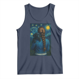 Starry Night Art Parody Tank Top Girl And Labrador Retriever Dog Mom Gift TS12 Navy Print Your Wear