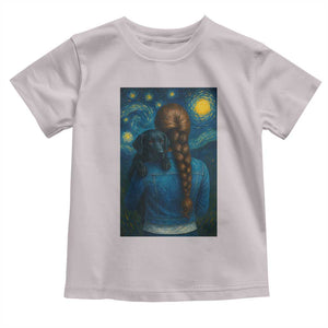 Starry Night Art Parody Toddler T Shirt Girl And Labrador Retriever Dog Mom Gift TS12 Ice Gray Print Your Wear