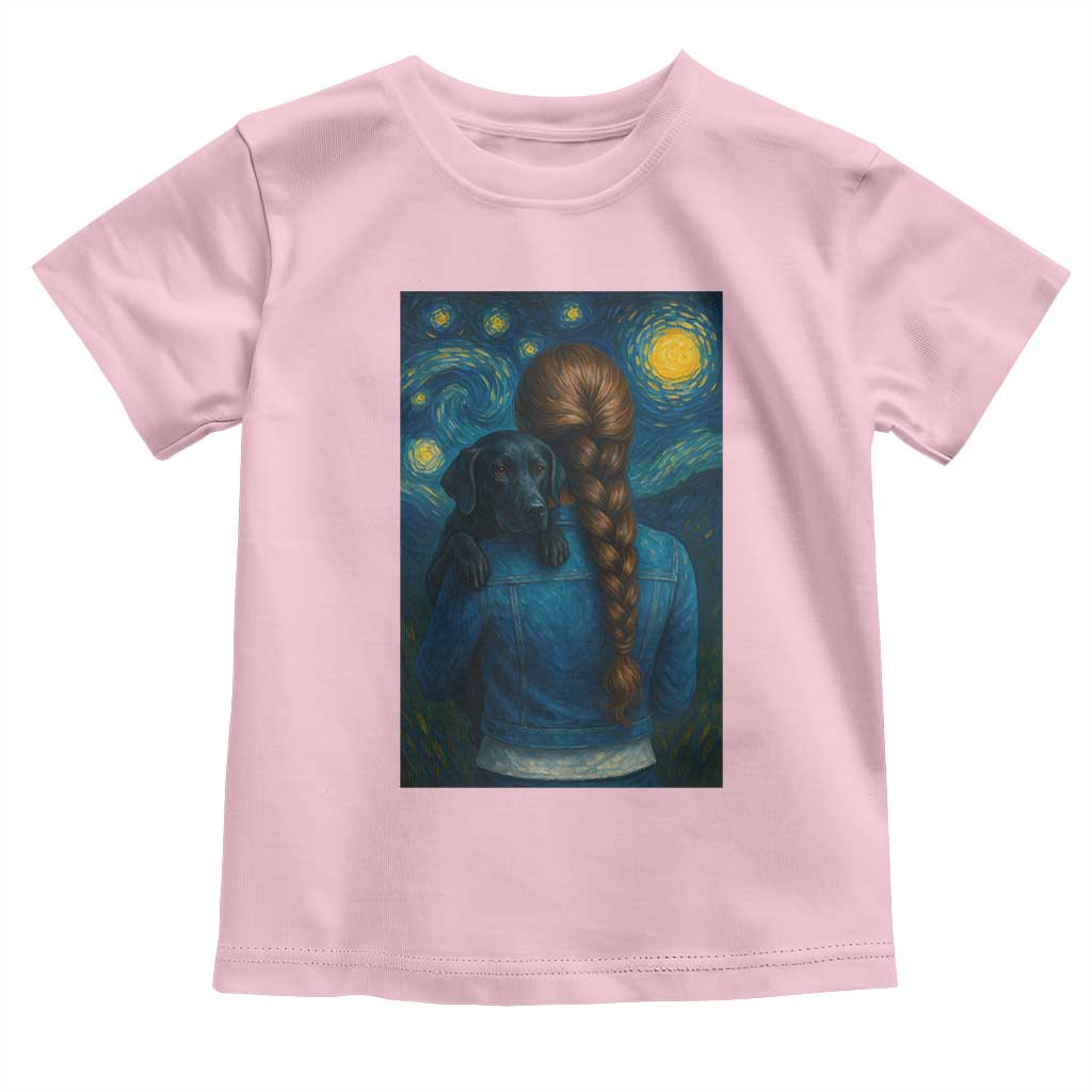 Starry Night Art Parody Toddler T Shirt Girl And Labrador Retriever Dog Mom Gift TS12 Light Pink Print Your Wear