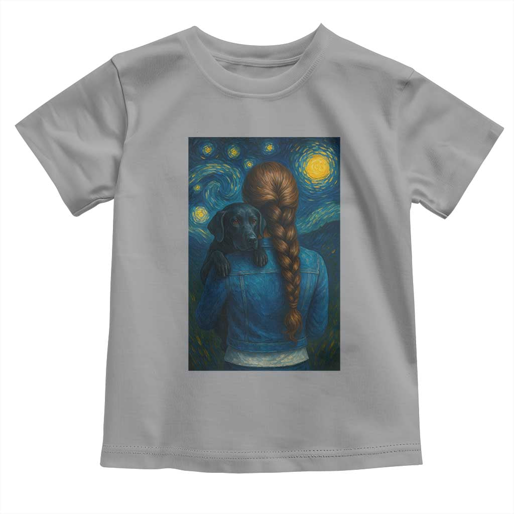 Starry Night Art Parody Toddler T Shirt Girl And Labrador Retriever Dog Mom Gift TS12 Sport Gray Print Your Wear