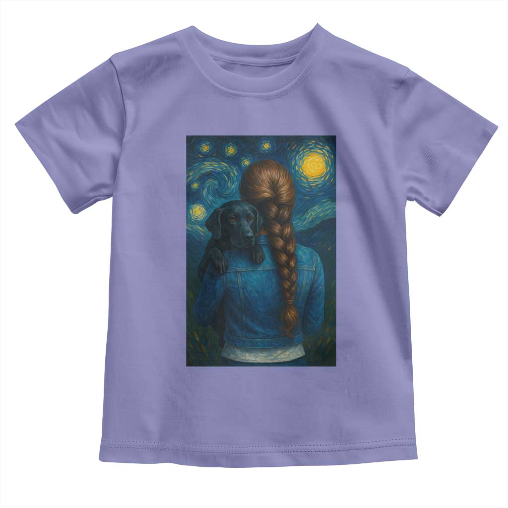 Starry Night Art Parody Toddler T Shirt Girl And Labrador Retriever Dog Mom Gift TS12 Violet Print Your Wear