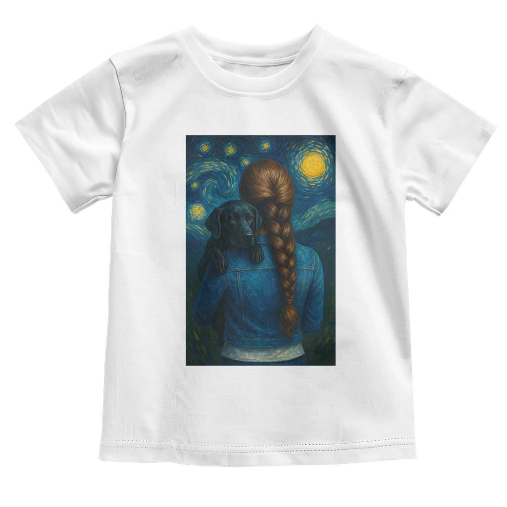 Starry Night Art Parody Toddler T Shirt Girl And Labrador Retriever Dog Mom Gift TS12 White Print Your Wear