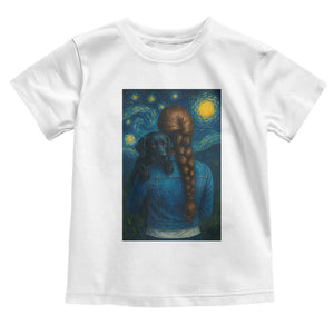 Starry Night Art Parody Toddler T Shirt Girl And Labrador Retriever Dog Mom Gift TS12 White Print Your Wear
