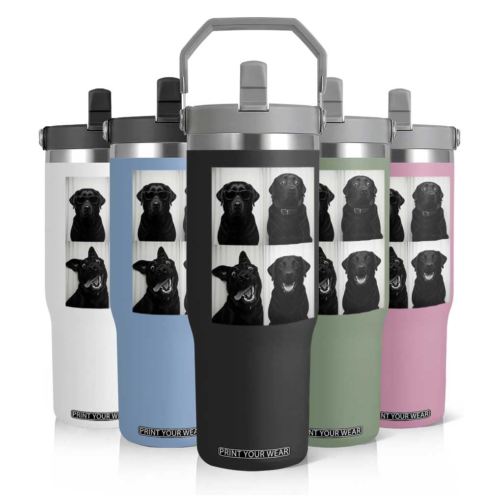 Funny Black Lab Flip Straw Tumbler Photobooth Selfie Dog Mom Gift TS12 Print Your Wear