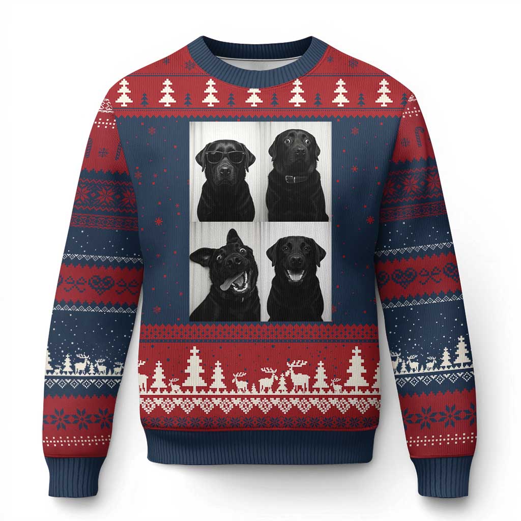 Funny Black Lab Ugly Christmas Sweater Photobooth Selfie Dog Mom Gift TS12 Navy Red Print Your Wear