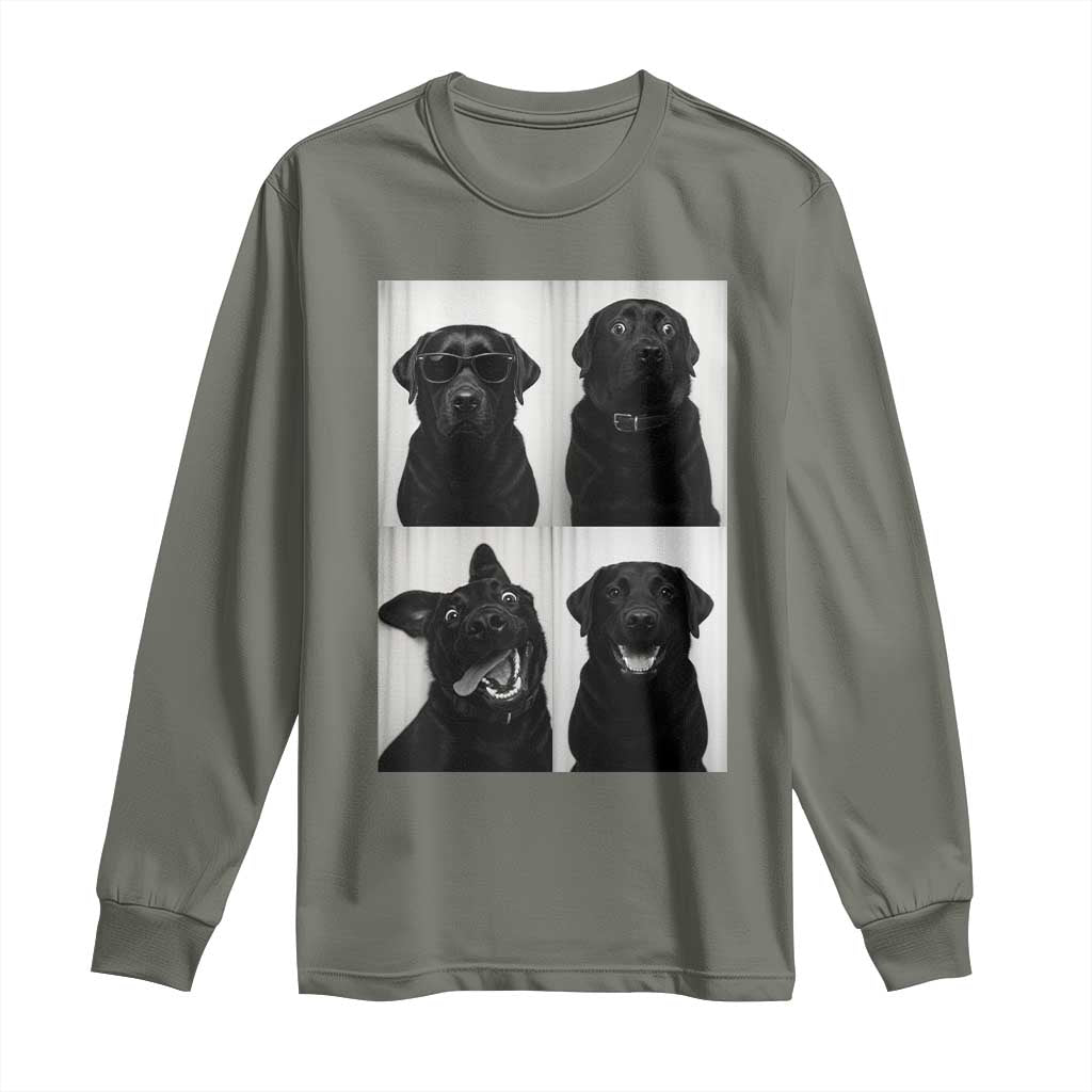 Funny Black Lab Long Sleeve Shirt Photobooth Selfie Dog Mom Gift TS12 Military Green Print Your Wear