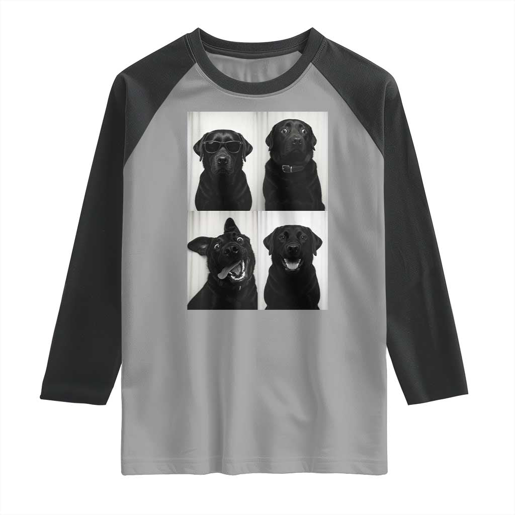 Funny Black Lab Raglan Shirt Photobooth Selfie Dog Mom Gift TS12 Sport Gray Black Print Your Wear