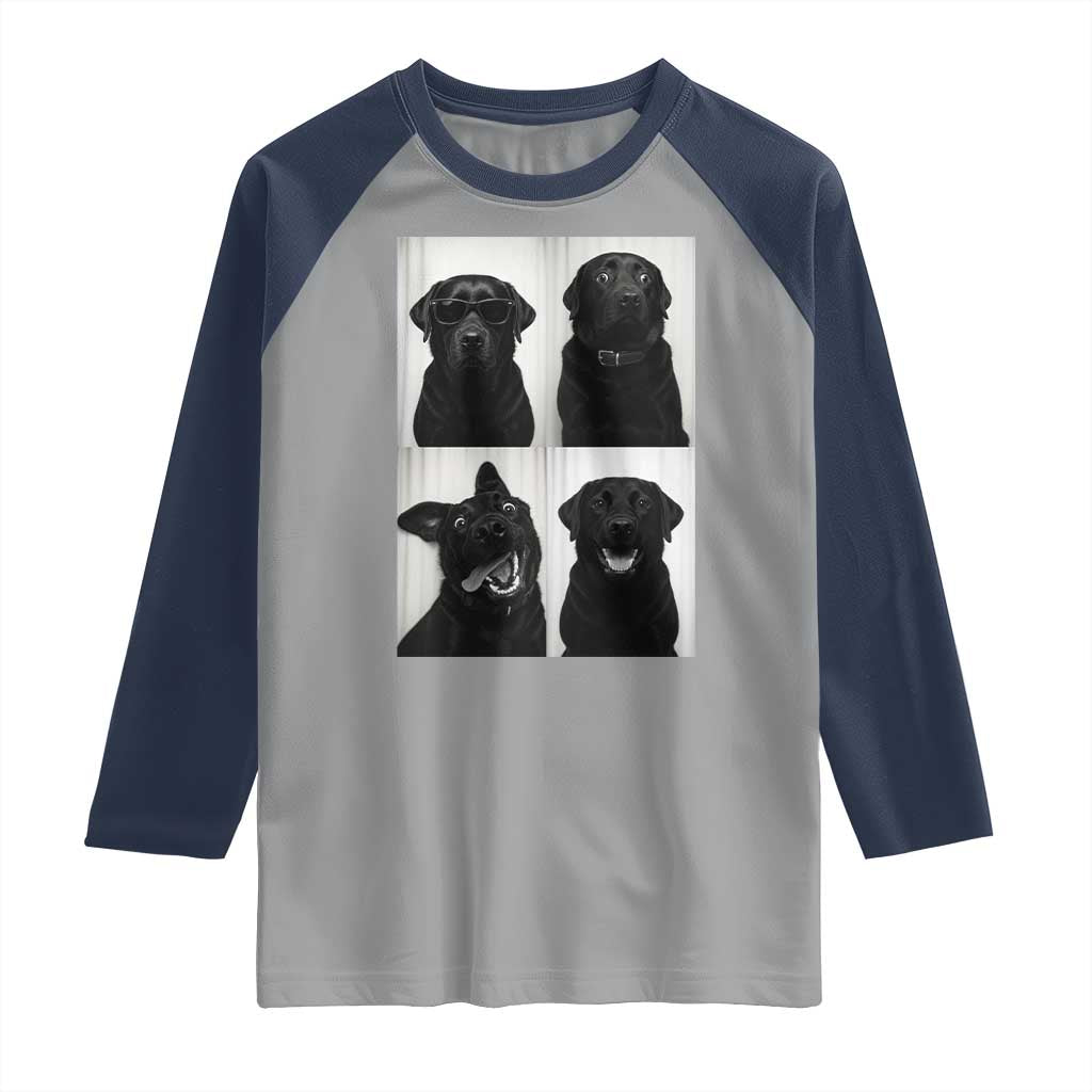 Funny Black Lab Raglan Shirt Photobooth Selfie Dog Mom Gift TS12 Sport Gray Navy Print Your Wear