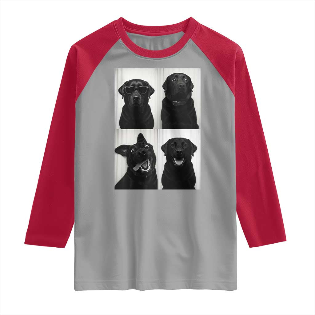 Funny Black Lab Raglan Shirt Photobooth Selfie Dog Mom Gift TS12 Sport Gray Red Print Your Wear
