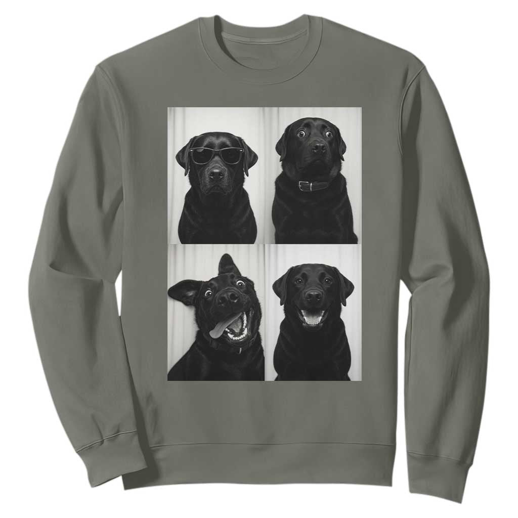Funny Black Lab Sweatshirt Photobooth Selfie Dog Mom Gift TS12 Military Green Print Your Wear