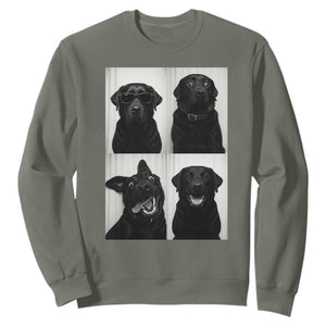 Funny Black Lab Sweatshirt Photobooth Selfie Dog Mom Gift TS12 Military Green Print Your Wear