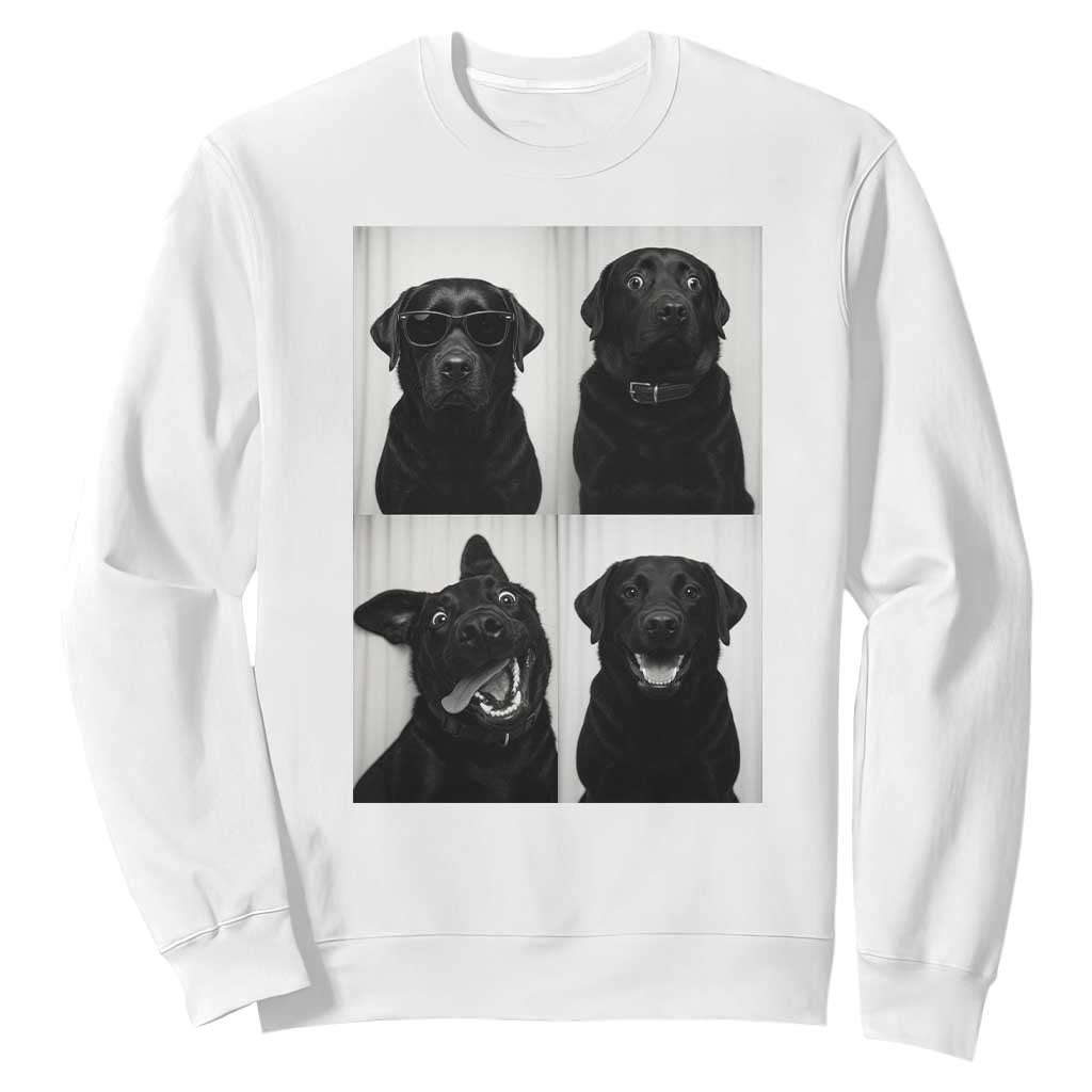 Funny Black Lab Sweatshirt Photobooth Selfie Dog Mom Gift TS12 White Print Your Wear