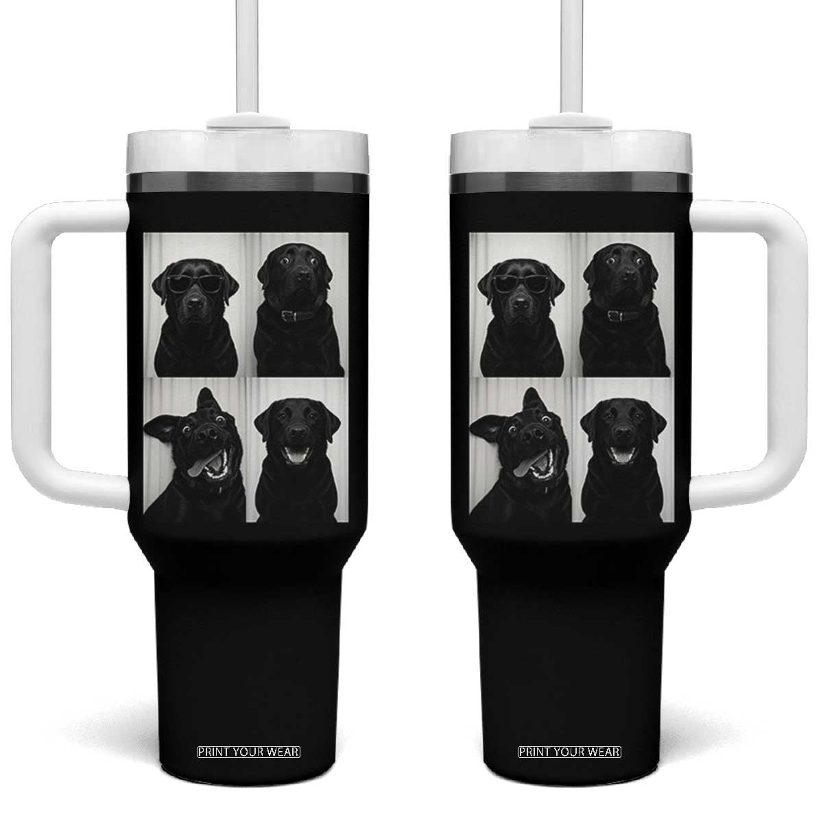 Funny Black Lab Tumbler With Handle Photobooth Selfie Dog Mom Gift TS12 One Size: 40 oz Black Print Your Wear