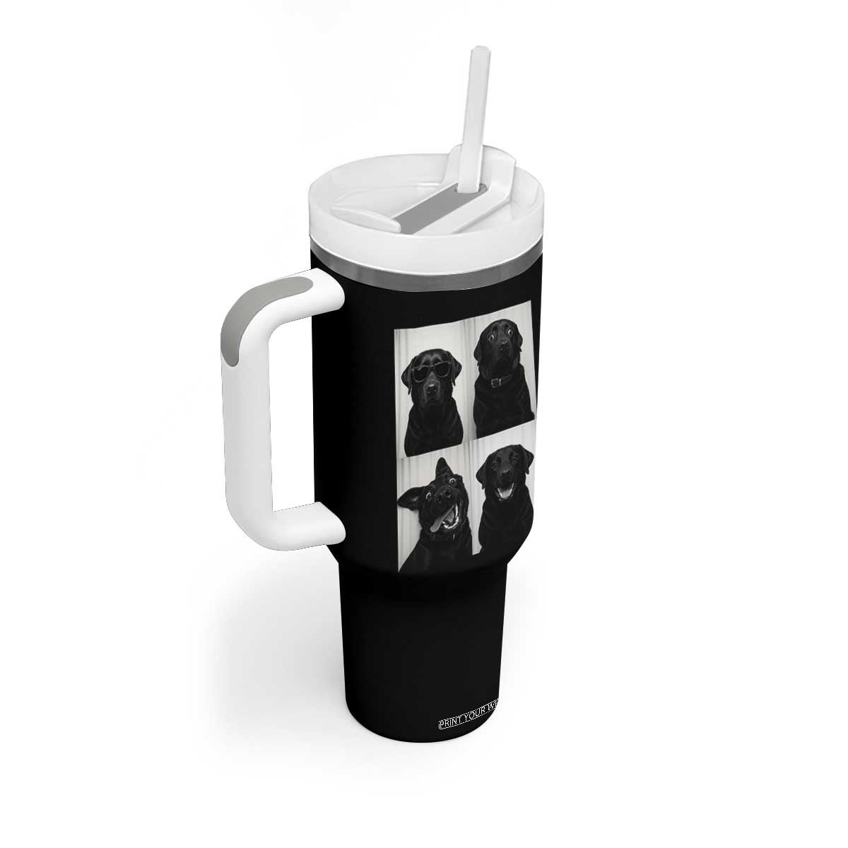 Funny Black Lab Tumbler With Handle Photobooth Selfie Dog Mom Gift TS12 Print Your Wear