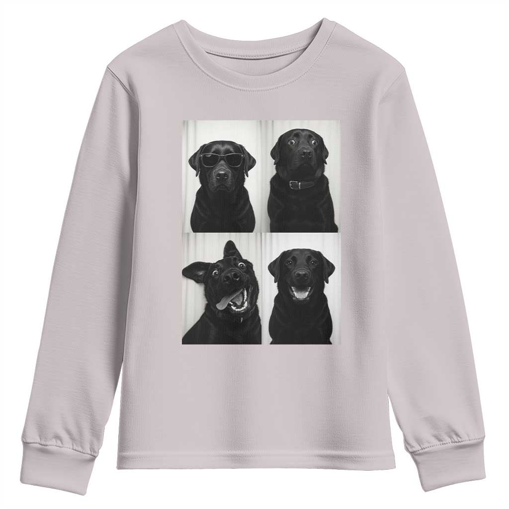 Funny Black Lab Youth Sweatshirt Photobooth Selfie Dog Mom Gift TS12 Ice Gray Print Your Wear
