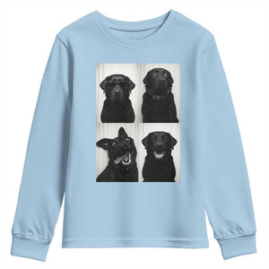 Funny Black Lab Youth Sweatshirt Photobooth Selfie Dog Mom Gift TS12 Light Blue Print Your Wear
