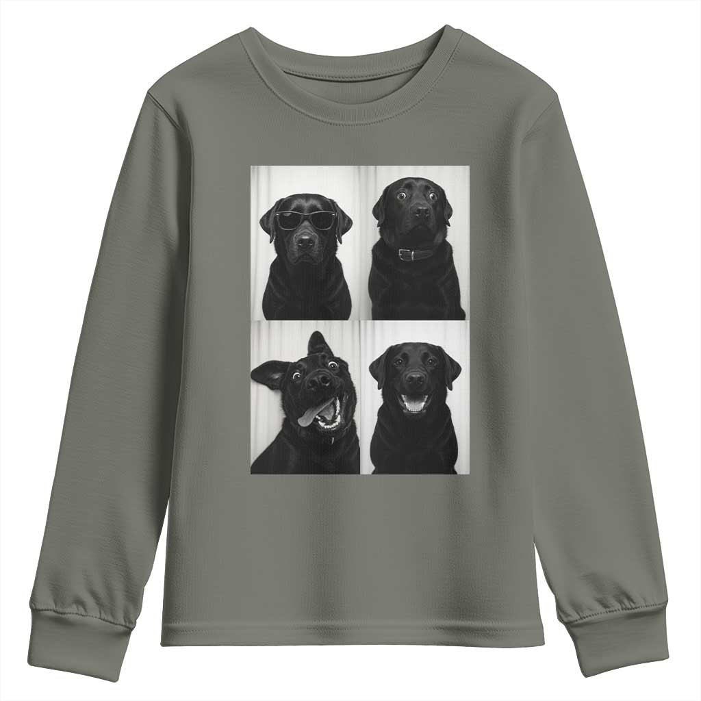 Funny Black Lab Youth Sweatshirt Photobooth Selfie Dog Mom Gift TS12 Military Green Print Your Wear