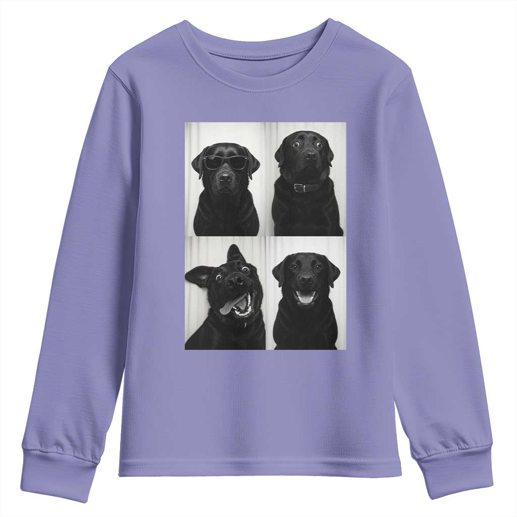 Funny Black Lab Youth Sweatshirt Photobooth Selfie Dog Mom Gift TS12 Violet Print Your Wear
