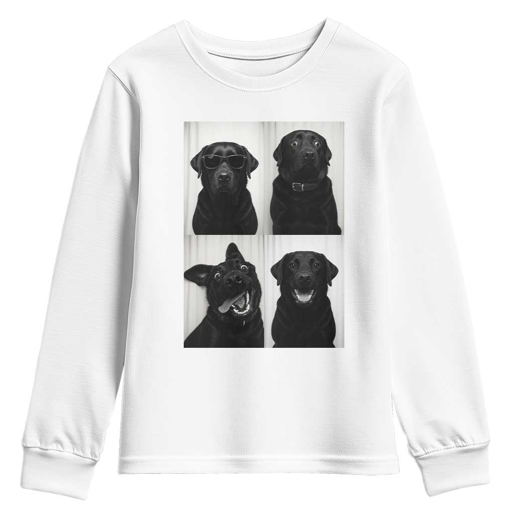 Funny Black Lab Youth Sweatshirt Photobooth Selfie Dog Mom Gift TS12 White Print Your Wear