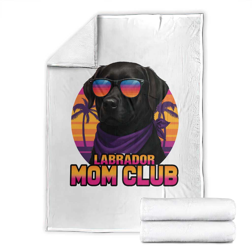 Funny Black Labrador Throw Blanket Dog Mom Retro Sunset Gift TS12 White Print Your Wear