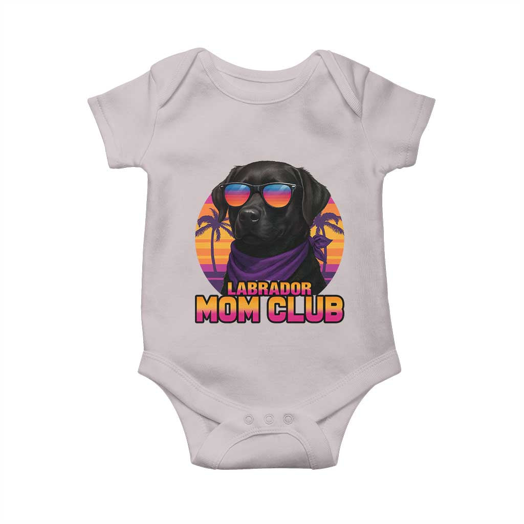 Funny Black Labrador Baby Onesie Dog Mom Retro Sunset Gift TS12 Ice Gray Print Your Wear