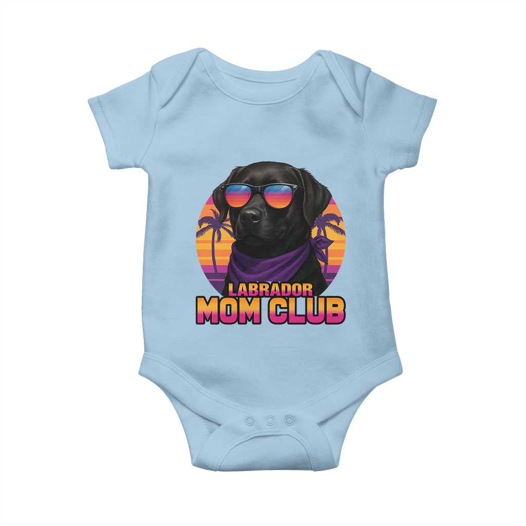 Funny Black Labrador Baby Onesie Dog Mom Retro Sunset Gift TS12 Light Blue Print Your Wear
