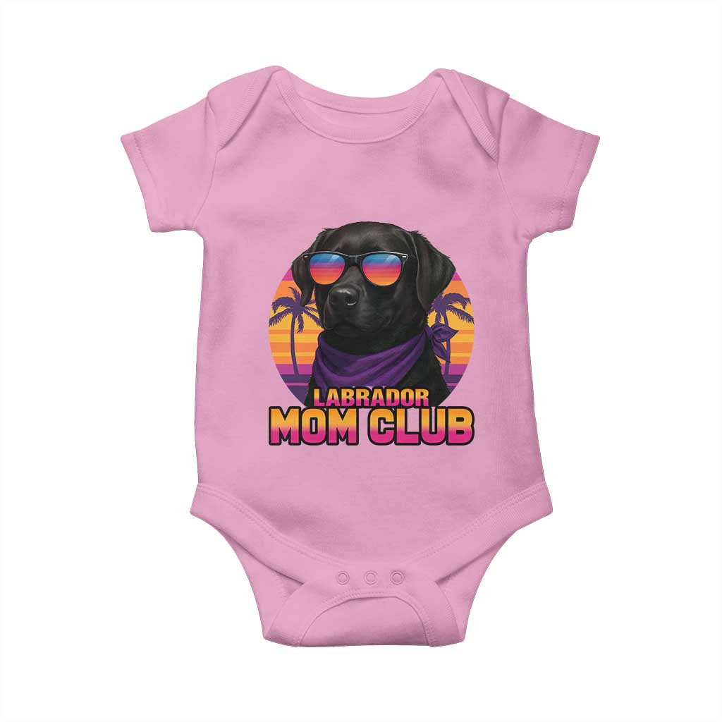 Funny Black Labrador Baby Onesie Dog Mom Retro Sunset Gift TS12 Light Pink Print Your Wear